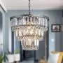 Saint Mossi Modern Crystal Chandelier with 5 Lights and 3-Tier,Raindrop Chandelier with K9 Crystal,LED Pendant Lighting Fixture for Dining Room,Bedroom,Living Room,H12'' X D14'' with Adjustable Chain