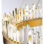 LITFAD Oval LED Chandelier Light Fixture Postmodern Crystal Block Gold Flush Mount LED Hanging Ceiling Light Art Deco Pendant Light for Dining Room Bedroom Livingroom Restaurant, Bulb Included