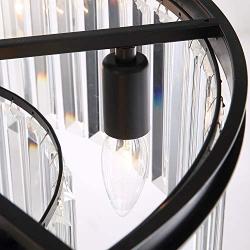 NOXARTE Luxury Round Crystal Chandelier with Clear Glass Fringe 3-Tier Pendant Light for Dining Room Kitchen Island