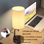 Dreamholder Table Lamp with 3 USB Charging Ports, Modern Desk Lamp with AC Outlet and Phone Stands, Perfect Bedside Lamp for Bedroom, Living Room, Office (Pack of 2)