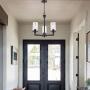 VINLUZ 3 Light Farmhouse Kitchen Island Light in Matte Black Finish Dining Room Chandelier Industrial Pendant Hanging Lighting with Clear Cylinder Glass Shade for Kitchen Living Room Stairway Bar