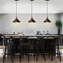 T&A Industrial Edison Kitchen Pendant Light 3-Pack Antique Brass Hanging Lighting Fixture for Dining Room Restaurant Bar(Black)