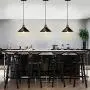 T&A Industrial Edison Kitchen Pendant Light 3-Pack Antique Brass Hanging Lighting Fixture for Dining Room Restaurant Bar(Black)