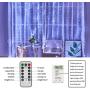 Curtain String Lights for Bedroom Twinkle - 300 Led Fairy String Lights Battery Operated or USB Powered, 9.8x9.8ft Window Curtain Lights with Remote and Hook for Weddings Birthday Party Outdoor Indoor