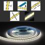 CP3 12V COB LED Strip Kits 5000K Natural White 16.4 FT Flexible 400LEDs/M No Hot Spots Bendable Linear Lights Tape with RF Remote and UL Power Supply for Bedroom Mirror Cabinet Decoration