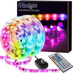 Led Strip Lights 32.8FT/10M, Color Changing Light Strip with 44-Keys Remote, 600LEDs Bright RGB LED Lights, DIY Color Options Tape Lights, Power Supply Led Lights for Bedroom Home Kitchen Decoration…