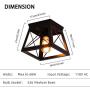 Modern Ceiling Light Black Rustic Ceiling Lighting Fixture Flush Mount with Metal Cage Shade for Hallway Bedroom Dining Room Entryway,E26