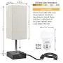 Table Lamp with USB Port, Sailstar Bedside Lamps with 2 Fast USB Charging Ports & AC Outlet, Small Lamp Inlcude Daylight 5000k LED Bulb, Modern Table Lamps for Bedroom Nightstand Living Room