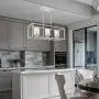 VINLUZ 3 Light Kitchen Island Pendant Lighting in Chrome Finish with Clear Glass Shade Linear Iron Ceiling Ligh Fixture Adjustable Hanging