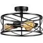Vintage Semi Flush Mount Ceiling Light, E26 Industrial Metal Cage Ceiling Light Fixture 3 Lights for Bedroom Kitchen Dining Room Living Room Vintage Semi Flush Mount Ceiling Light, E26 Industrial Metal Cage Ceiling Light Fixture 3 Lights for Bedroom Kitchen Dining Room Living Room