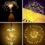 WGCC 4 Pack Firework Hanging Lights 120 LEDs 8 Modes Copper Wires Hanging Battery Operated Decorative Lights with Remote, Waterproof Starburst String Lights, Fairy Lights for Home, Indoor & Outdoor