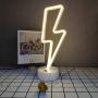 ENUOLI Neon Signs Lightning Bolt Battery Operated and USB Powered Warm White Art LED Decorative Lights with Base Night Lights Indoor for Living Room Office Christmas Wedding Party Decoration