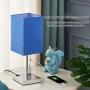 Bedside Table Lamps, Small Table Lamps for Bedroom, with Dual 2-Prong Charging Outlets, Basic Nightstand Lamp for Living Room, Blue/Silver