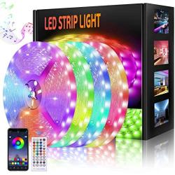 65.6FT Led Strip Lights, Ultra-Long Smart Music Sync DIY LED Color Changing Lights Controlled by App and Remote,5050 RGB Light Strip Decoration for Bedroom/Kitchen/Living Room/Bar/Ceiling