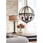 Kimpton Dark Bronze Wood Orb Chandelier 21'' Wide Rustic Farmhouse LED 6-Light Fixture for Dining Room House Foyer Kitchen Island Entryway Bedroom Living Room - Franklin Iron Works