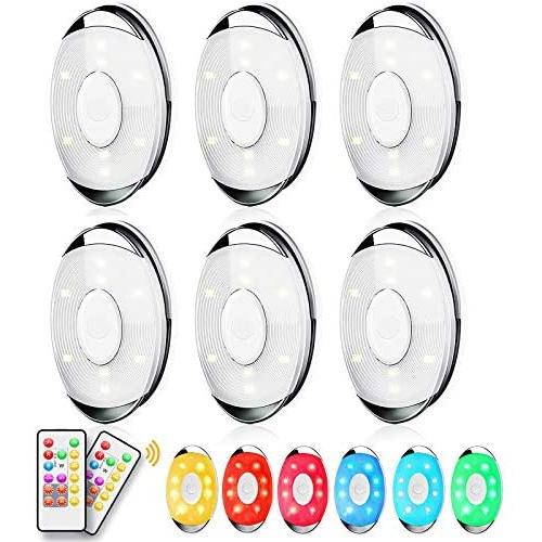 LED Puck Light, Lightess Wireless Closet Light 6 Pack with Remote Control, RGB Dimmable LED Under Cabinet Lighting Battery Powered Under Counter Lighting Stick on Lights, BY5612