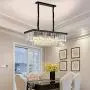 Rectangular Modern K9 Crystal Chandeliers Lighting Pendant Ceiling Lights Rectangle Chandelier Lamp Fixture 8-Lights for Dining Room Kitchen L33.5 Inch