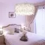 Feather Chandelier Ceiling Pendant Light Shade Simple Nordic-Style Modern Lampshade Floor Lamp Droplight for Living Room Bedroom Dining Room (A)