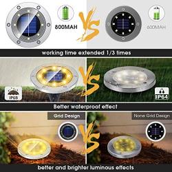 Biling Solar Lights Outdoor Grid Design Shell, Solar Powered Ground Lights Outdoor Waterproof, 8 LED Solar Disk Lights for Pathway Garden Yard Landscape Patio Lawn - Warm White (8 Pack)