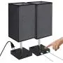 LIGHTESS Touch Table Lamp Dimmable with AC Outlet and 2 USB Ports, Black Fabric Shade Nightstand Lamp, Edison LED Bulbs Included Bedside Lamps for Bedroom, Living Room, Pack of 2, LG9925871