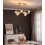 APBEAM Crystal Gold Chandelier Hanging Linear Pendant Light Modern for Dining Room Living Room Kitchen Island Over Table 8-Lights