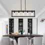 XILICON Dining Room Lighting Fixture Hanging Farmhouse Black 5 Light Modern Pendant Lighting Contemporary Chandeliers with Glass Shade for Living Dining Room Bedroom Kitchen Island