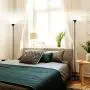 Brightech Sky Dome - Very Bright LED Torchiere Floor Lamp for Living Rooms & Offices– Dimmable Modern Standing Lamp – Tall Pole Light for Bedrooms – LED Bulb Included - Jet Black