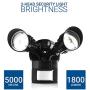 Hyperikon LED Security Light with Motion Sensor, 2 Head Dusk to Dawn, 20 Watts, UL Listed, Black