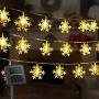 Snowflake Solar Christmas Decorations Lights, 50 Led 24.6 Feet Outdoor Waterproof Fairy Lights with 8 Lighting Modes for Wedding, Party, Tree, Room, Garden, Patio, Yard, Home(Warm White)
