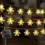 Snowflake Solar Christmas Decorations Lights, 50 Led 24.6 Feet Outdoor Waterproof Fairy Lights with 8 Lighting Modes for Wedding, Party, Tree, Room, Garden, Patio, Yard, Home(Warm White)