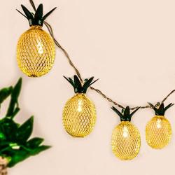 GIGALUMI Pineapple String Lights, 10ft 10 LED Fairy String Lights Battery Operated for Christmas Home Wedding Party Bedroom Birthday Decoration (Warm White)