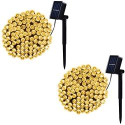 2 Pack Solar String Lights Outdoor, 42ft 100 LED 8 Modes Waterproof Fairy Lights, Decoration for Garden Tree Patio Yard Wedding Party (Warm White)