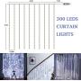 SUPERNIGHT LED Curtain Lights, Window Curtain Twinkle String Lights for Patio,Bedroom, Wedding, Party, Thanksgiving Day, Christmas Decoration (9.8 x 9.8 ft, 300LEDs, 8 Modes, Timer, Cool White)