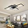 LED Ceiling Light AXSHINE Geometric Ceiling Light fixtures Modern Hanging Light 3Light Chandelier Ceiling Black Metal Light Rectangle Art Design Ceiling Lamp for Bedroom Livingroom with Natural Light