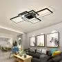 LED Ceiling Light AXSHINE Geometric Ceiling Light fixtures Modern Hanging Light 3Light Chandelier Ceiling Black Metal Light Rectangle Art Design Ceiling Lamp for Bedroom Livingroom with Natural Light