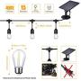 FOXLUX Solar String Lights - 48 ft LED Outdoor String Lights - Shatterproof, Waterproof Pergola Lights - 15 Hanging Sockets, Light Sensor, S14 Edison Bulb - Decor for Patio, Backyard, Garden - Update