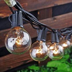 Yuusei Outdoor String Lights, 100Ft G40 Patio Lights with 55 5W Clear Bulbs (5 Spare), IP44 Waterproof Backyard Globe String Light with E12 Socket Base, for Balcony Porch Deck, UL Listed