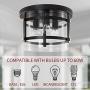 Semi Flush Mount Ceiling Light Fixture, Farmhouse 3-Light Hallway Light Fixtures Ceiling Lighting with Acrylic Material for Kitchen Bedroom, Matte Black