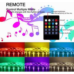 LED Strip Lights, Charkee LED Lights 50ft with Music Sync, Color Changing RGB Lights with Controller and Microphone for Bedroom, Room, Gaming, Party Decoration