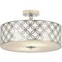 SOTTAE 12'' Luxurious Chrome Finished Glass Diffuser Semi Flush Mount Ceiling Light,Metal Hanging Fixture Lighting,Glass Diffuser Ceiling Lamp for Bedroom,Living Room,Kitchen, Hallway