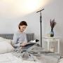 Daylight LED Floor Standing Lamp - Tall Modern Reading Task Uplight - 24W Adjustable Warm Cool Super Bright Natural Light Torchiere for Living Room, Dorm, Bedroom or Office - Dimmable - Black
