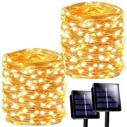 SANJICHA Solar String Lights Outdoor, 2-Pack Each 72FT 200 LED Super Bright Solar Christmas Lights, Waterproof Copper Wire 8 Modes Fairy Lights for Christmas Party Holiday (Warm White)