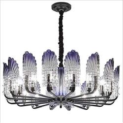 Glass Ceiling Lights,10 Lights Ceiling Lighting, Designer Chandelier Peacock Feather Creative Clear Glass Lampshade Contemporary Living Room Lamp, Luxurious Post-Modern Funky Dining Room Villa Lamp