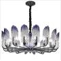 Glass Ceiling Lights,10 Lights Ceiling Lighting, Designer Chandelier Peacock Feather Creative Clear Glass Lampshade Contemporary Living Room Lamp, Luxurious Post-Modern Funky Dining Room Villa Lamp