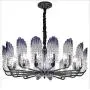 Glass Ceiling Lights,10 Lights Ceiling Lighting, Designer Chandelier Peacock Feather Creative Clear Glass Lampshade Contemporary Living Room Lamp, Luxurious Post-Modern Funky Dining Room Villa Lamp