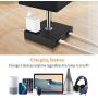 Bedside Table & Desk Lamp with 2 USB Charging Ports & 3-Prong Outlet, Nightstand Lamps Black Fabric Shade for Bedroom, Living Room or Office, Soft Warm Glow LED Bulb Included