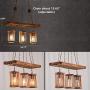 Ladiqi Industrial Vintage Island Light 3 Lights Hanging Pendant Lighting Wooden Chandelier for Kitchen Bar Restaurant Dining Room Table