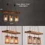Ladiqi Industrial Vintage Island Light 3 Lights Hanging Pendant Lighting Wooden Chandelier for Kitchen Bar Restaurant Dining Room Table