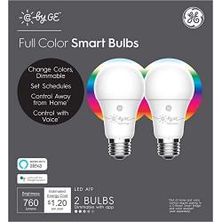 C by GE Smart LED Bulbs + Smart Plug Bundle (2 A19 RGB Light Bulbs + Smart Plug), Kids’ Color Light Bulbs for Bedroom Starter Kit, Google Home and Alexa, Light Bulbs