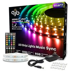 QJB LED Strip Lights, 65.6ft RGB Music sync Color Changing Lights,for Bedroom